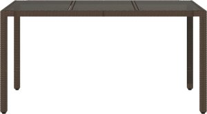 vidaXL Stół ogrodowy ze szklanym blatem, brąz, 150x90x75cm, polirattan 4
