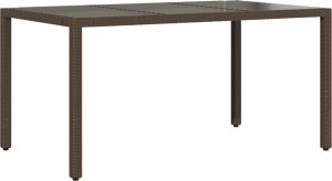 vidaXL Stół ogrodowy ze szklanym blatem, brąz, 150x90x75cm, polirattan 6