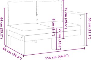vidaXL Sofa ogrodowa z podłokietnikiem, 2-osobowa, drewno akacjowe 8
