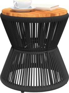 vidaXL Stolik kawowy z drucianą podstawą, czarny,  45x44 cm, akacja 4