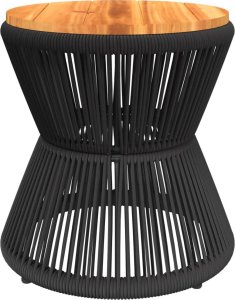 vidaXL Stolik kawowy z drucianą podstawą, czarny,  45x44 cm, akacja 7