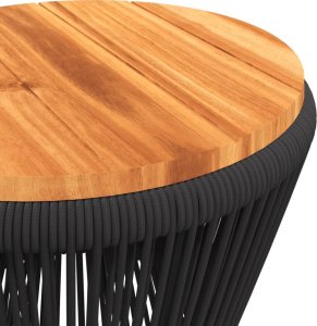 vidaXL Stolik kawowy z drucianą podstawą, czarny,  45x44 cm, akacja 9