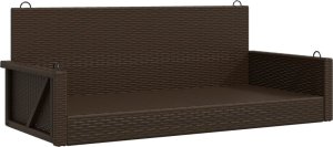 vidaXL Ławka bujana, brązowa, 119x56x48 cm, polirattan 2