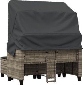 vidaXL 2-os. sofa ogrodowa, daszek i podnóżki, jasnoszara, rattan PE 7