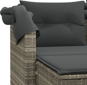 vidaXL 2-os. sofa ogrodowa, daszek i podnóżki, jasnoszara, rattan PE 9