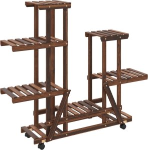 vidaXL Kwietnik na kółkach, 95x25x101 cm, lite drewno jodłowe 2