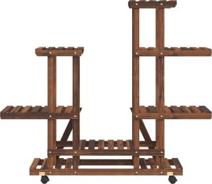 vidaXL Kwietnik na kółkach, 95x25x101 cm, lite drewno jodłowe 4