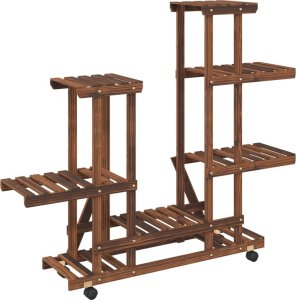 vidaXL Kwietnik na kółkach, 95x25x101 cm, lite drewno jodłowe 6