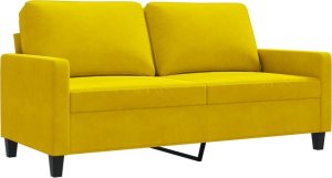 vidaXL Sofa 2-osobowa, żółta, 140 cm, tapicerowana aksamitem 2