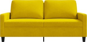 vidaXL Sofa 2-osobowa, żółta, 140 cm, tapicerowana aksamitem 4