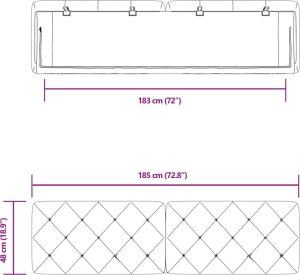 vidaXL Poduszka na wezgłowie, ciemnoszara, 180 cm, aksamitna 10