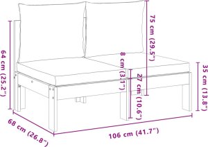vidaXL Sofa ogrodowa bez podłokietników, z poduszkami, 2-osobowa 8