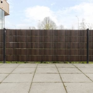 vidaXL Parawany balkonowe, 5 szt., brązowo-czarne, 255x19cm, rattan PE 1