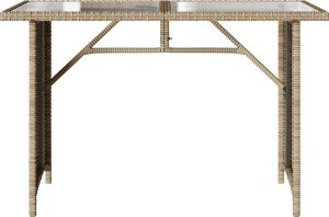 vidaXL Stół ogrodowy ze szklanym blatem, beż, 110x68x70 cm, polirattan 4