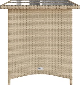 vidaXL Stół ogrodowy ze szklanym blatem, beż, 110x68x70 cm, polirattan 5