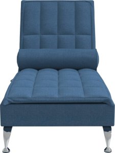 vidaXL Szezlong masujący z wałkiem, niebieski, tapicerowany tkaniną 4