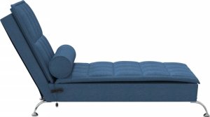 vidaXL Szezlong masujący z wałkiem, niebieski, tapicerowany tkaniną 5