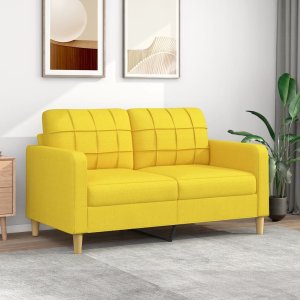 vidaXL Sofa 2-osobowa, jasnożółta, 140 cm, tapicerowana tkaniną 1