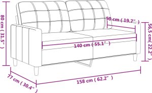 vidaXL Sofa 2-osobowa, jasnożółta, 140 cm, tapicerowana tkaniną 8