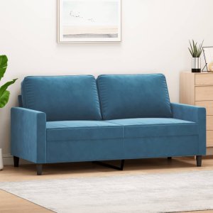 vidaXL Sofa 2-osobowa, niebieski, 140 cm, tapicerowana aksamitem 1