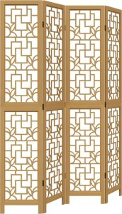 vidaXL Parawan pokojowy, 4-panelowy, brązowy, lite drewno paulowni 2