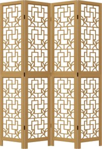 vidaXL Parawan pokojowy, 4-panelowy, brązowy, lite drewno paulowni 4