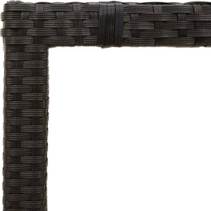 vidaXL Stół ogrodowy, szklany blat, czarny, 90x90x75 cm, rattan PE 9