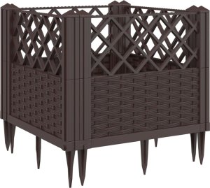 vidaXL Donica ogrodowa na kołkach, brązowa, 43,5x43,5x43,5 cm, PP 2