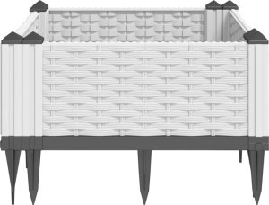 vidaXL Donica ogrodowa na kołkach, biała, 42,5x42,5x28,5 cm, PP 5