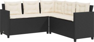 vidaXL Narożnik ogrodowy z poduszkami i stolikiem, rattan PE, czarny 5