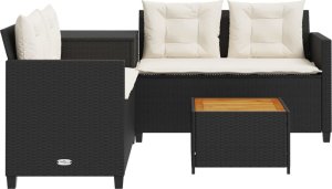 vidaXL Narożnik ogrodowy z poduszkami i stolikiem, rattan PE, czarny 5