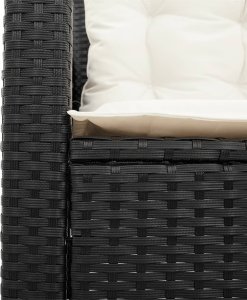 vidaXL Narożnik ogrodowy z poduszkami i stolikiem, rattan PE, czarny 10