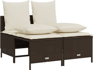 vidaXL 4-cz zestaw wypoczynkowy do ogrodu, poduszki, brązowy rattan PE 2