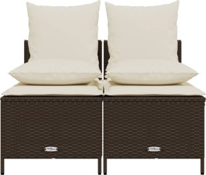 vidaXL 4-cz zestaw wypoczynkowy do ogrodu, poduszki, brązowy rattan PE 3