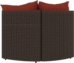 vidaXL vidaXL Narożne moduły sofy z poduszkami, 2 szt., brązowe, polirattan 3