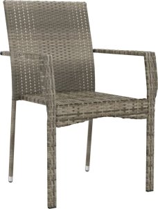 vidaXL vidaXL Krzesła ogrodowe z poduszkami, 2 szt., polirattan, szare 3