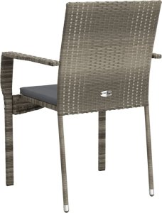 vidaXL vidaXL Krzesła ogrodowe z poduszkami, 2 szt., polirattan, szare 6