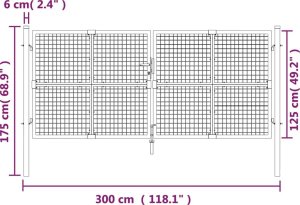 vidaXL vidaXL Brama ogrodowa z siatki, srebrna, 300x175 cm 7