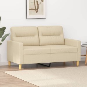 vidaXL 2-osobowa sofa, kremowa, 120 cm, tapicerowana tkaniną 1