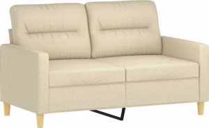 vidaXL 2-osobowa sofa, kremowa, 120 cm, tapicerowana tkaniną 2