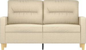 vidaXL 2-osobowa sofa, kremowa, 120 cm, tapicerowana tkaniną 3