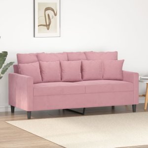 vidaXL Sofa 2-osobowa, różowy, 140 cm, tapicerowana aksamitem 1