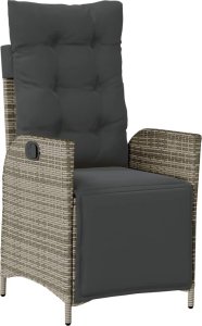 vidaXL Rozkładany fotel ogrodowy z podnóżkiem, szary polirattan 2