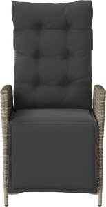 vidaXL Rozkładany fotel ogrodowy z podnóżkiem, szary polirattan 4