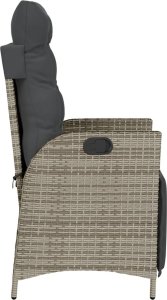 vidaXL Rozkładany fotel ogrodowy z podnóżkiem, szary polirattan 5