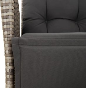 vidaXL Rozkładany fotel ogrodowy z podnóżkiem, szary polirattan 9