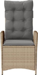 vidaXL Rozkładane fotele ogrodowe, 2 szt., poduszki, mieszany beż 5