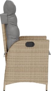 vidaXL Rozkładane fotele ogrodowe, 2 szt., poduszki, mieszany beż 6