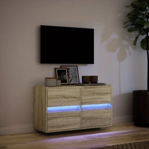 Listwa zasilająca vidaXL Ścienna szafka TV z LED, dąb sonoma, 80x31x45 cm 5