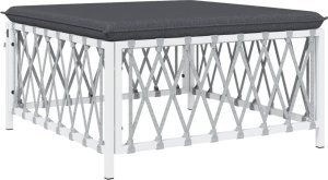 vidaXL vidaXL Ogrodowy podnóżek z poduszką, biały, plecionka 2